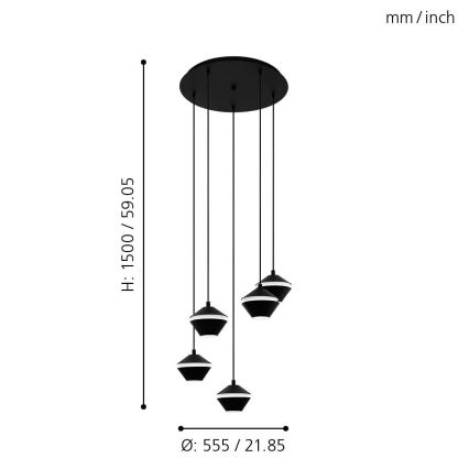 Eglo - LED Żyrandol na lince 5xGU10/5W/230V