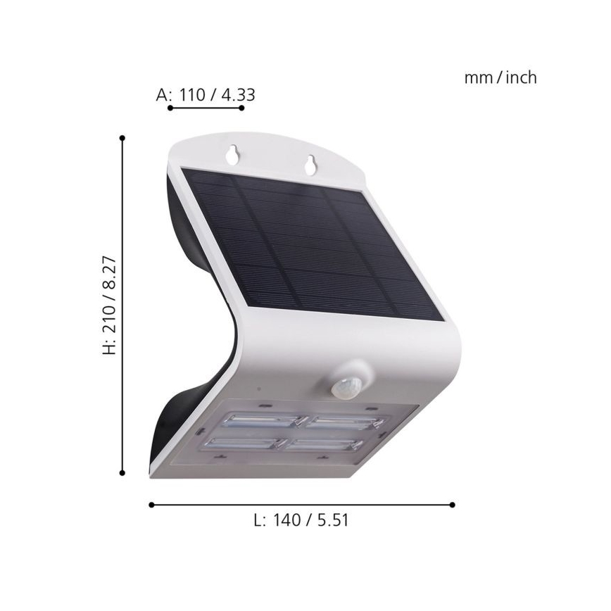 Eglo - Lampa solarna z czujnikiem LED/3,2W/3,7V 2000 mAh IP54