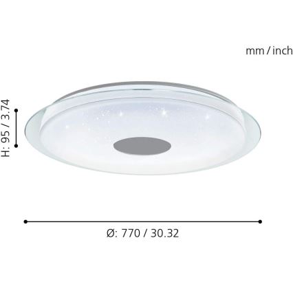 Eglo - LED RGB Plafon ściemnialny LANCIANO-C LED/53W/230V + pilot