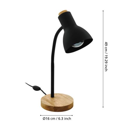 Eglo - Lampa stołowa 1xE27/40W/230V czarny
