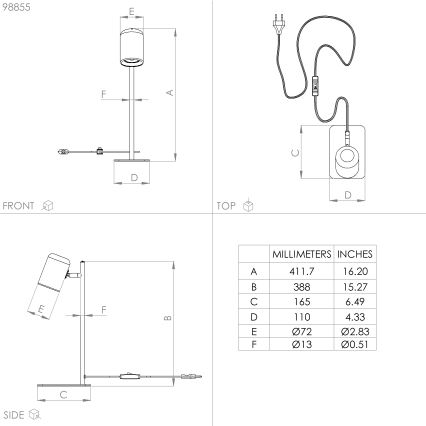 Eglo - LED Lampa stołowa 1xGU10/4,5W/230V czarny