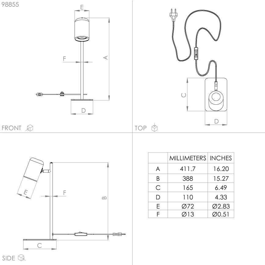 Eglo - LED Lampa stołowa 1xGU10/4,5W/230V czarny