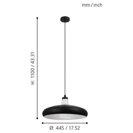 Eglo - LED RGB Ściemnialny żyrandol na lince TABANERA-C 1xE27/9W/230V