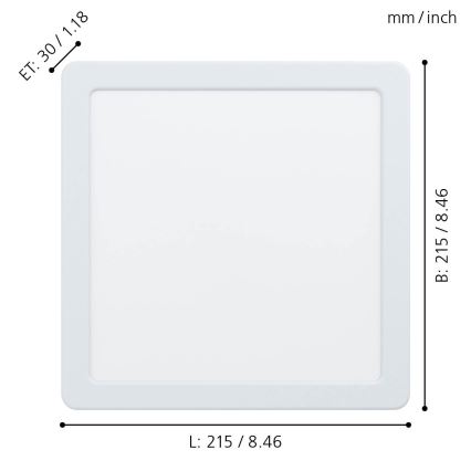 Eglo - Oprawa sufitowa wpuszczana LED 16,5W/230V 21,6x21,6 cm