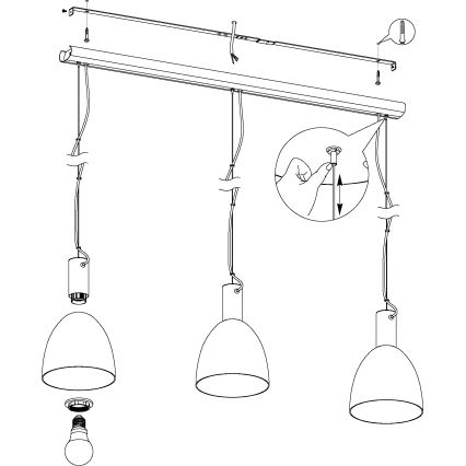 Eglo - Żyrandol na lince 3xE27/40W/230V