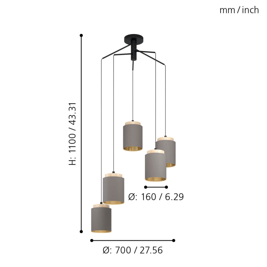 Eglo 99447 - Żyrandol na linkach ALBARIZA 5xE27/40W/230V pająk