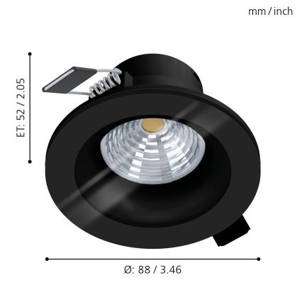 Eglo - LED Ściemniana wpuszczana lampa łazienkowa LED/6W/230V 2700K IP44