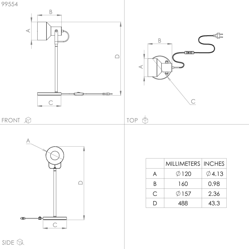 Eglo - Lampa stołowa 1xE27/28W/230V