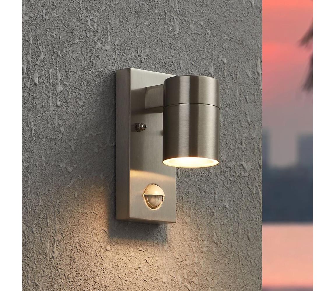 Eglo 99569 - LED Zewnętrzny kinkiet z czujnikiem RIGA 1xGU10/3W/230V IP44