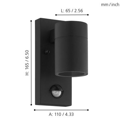 Eglo - LED Kinkiet zewnętrzny z czujnikiem 1xGU10/3W/230V IP44