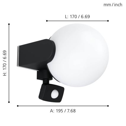 Eglo - Zewnętrzny kinkiet z czujnikiem 1xE27/15W/230V IP44