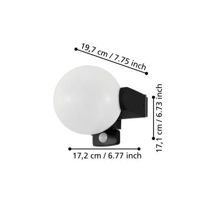 Eglo 99573 - Zewnętrzny kinkiet z czujnikiem RUBIO 1xE27/15W/230V IP44