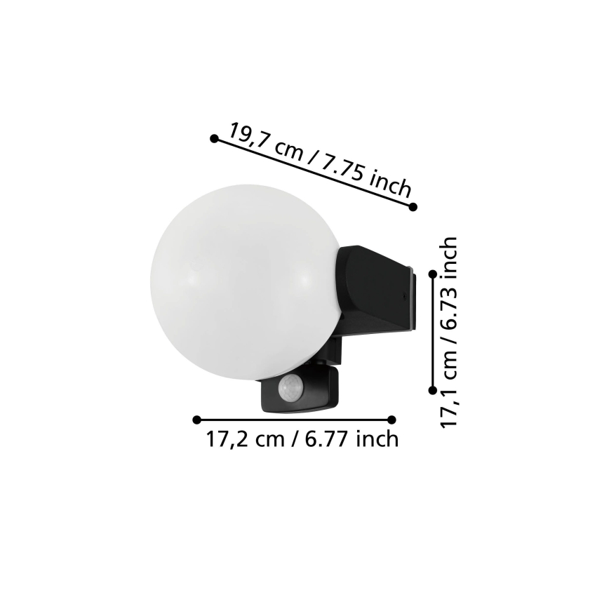 Eglo 99573 - Zewnętrzny kinkiet z czujnikiem RUBIO 1xE27/15W/230V IP44