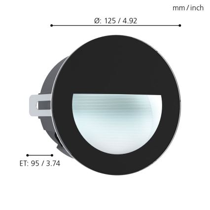 Eglo - LED Zewnętrzna oprawa wpuszczana  LED/2,5W/230V IP65 czarna