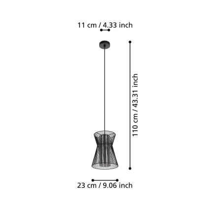 Eglo - Żyrandol na lince 1xE27/40W/230V czarny