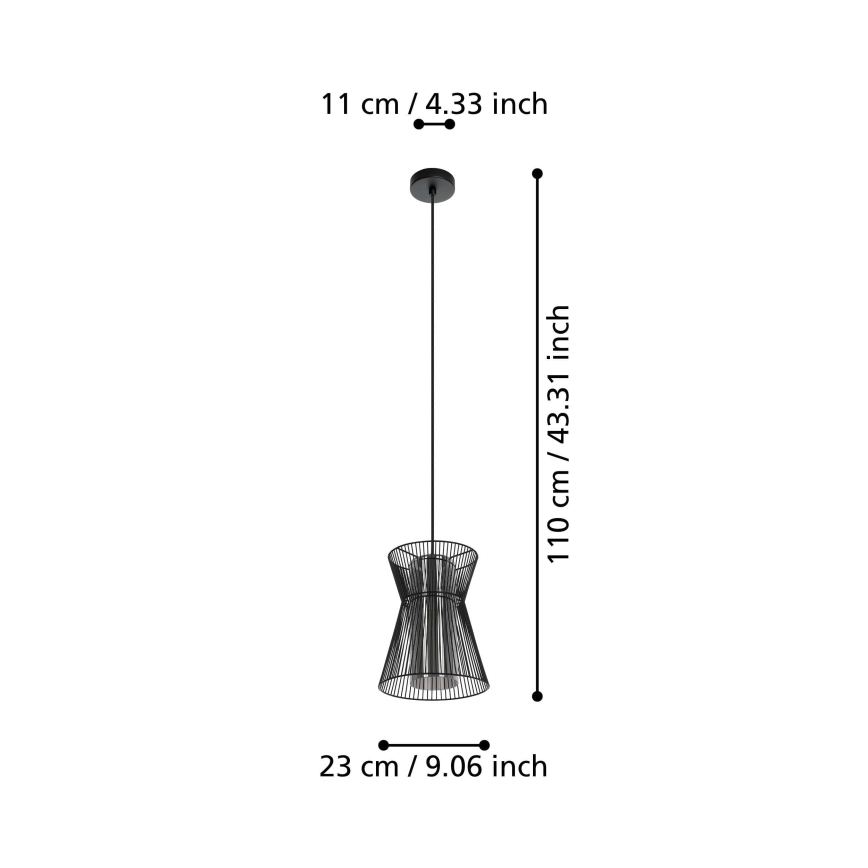 Eglo - Żyrandol na lince 1xE27/40W/230V czarny
