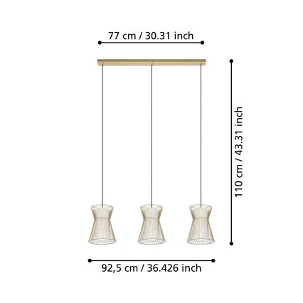 Eglo - Żyrandol na lince 3xE27/40W/230V gold