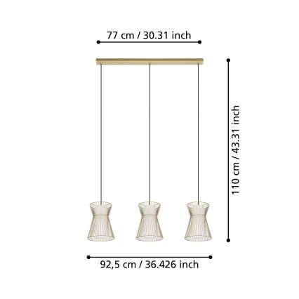 Eglo - Żyrandol na lince 3xE27/40W/230V gold