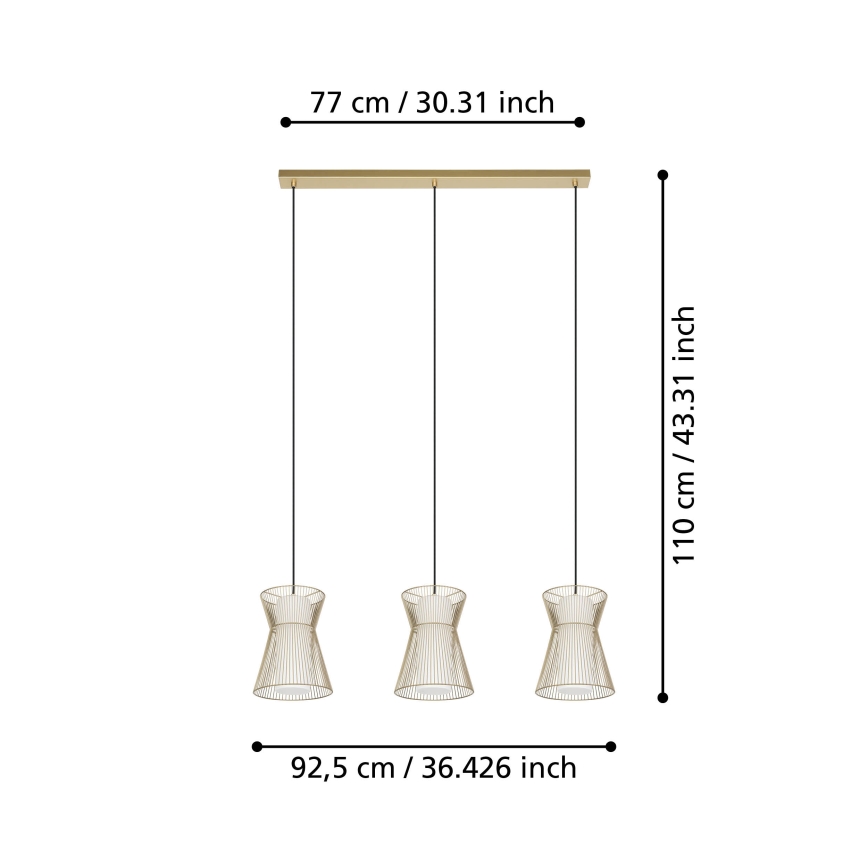 Eglo - Żyrandol na lince 3xE27/40W/230V gold