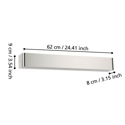 Eglo - LED Kinkiet łazienkowy LED/26,5W/230V 3000K IP44 matowy chrom