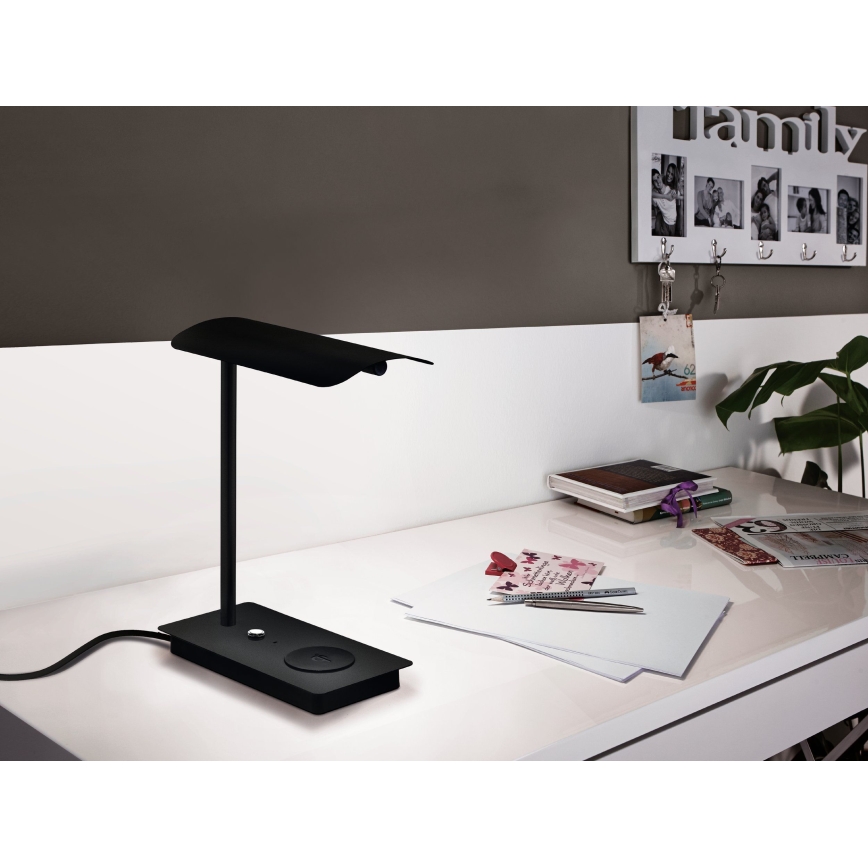 Eglo - LED Ściemniana dotykowa lampa stołowa z bezprzewodowym ładowaniem LED/5,8W/230V czarna