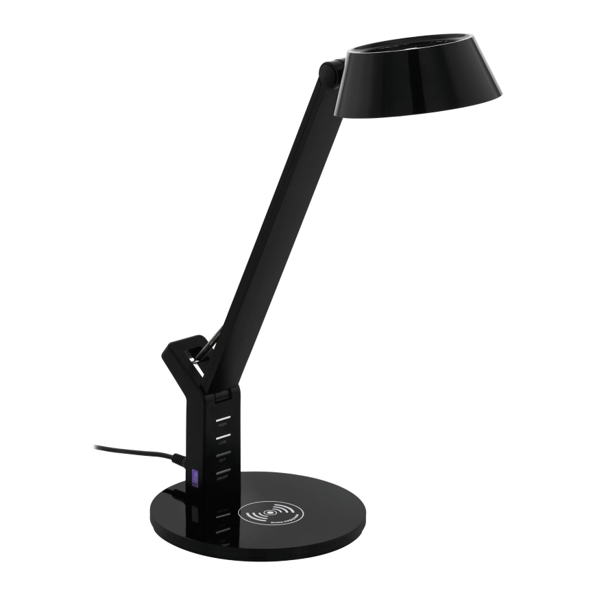 Eglo 99832 - Dotykowa lampa stołowa LED z regulacją jasności i ładowaniem bezprzewodowym BANDERALO LED/4,8W/230V czarna