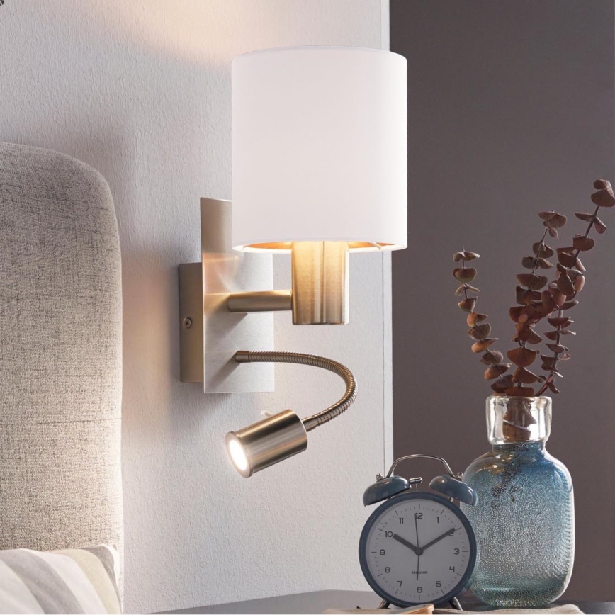Eglo - Elastyczna lampa LED 1xE27/40W+LED/3,8W biała