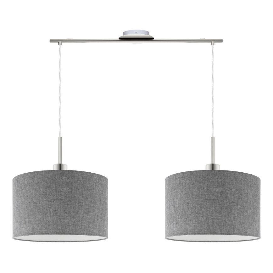 Eglo - Lampa wisząca na linkach TUNJA 2xE27/60W/230V szara