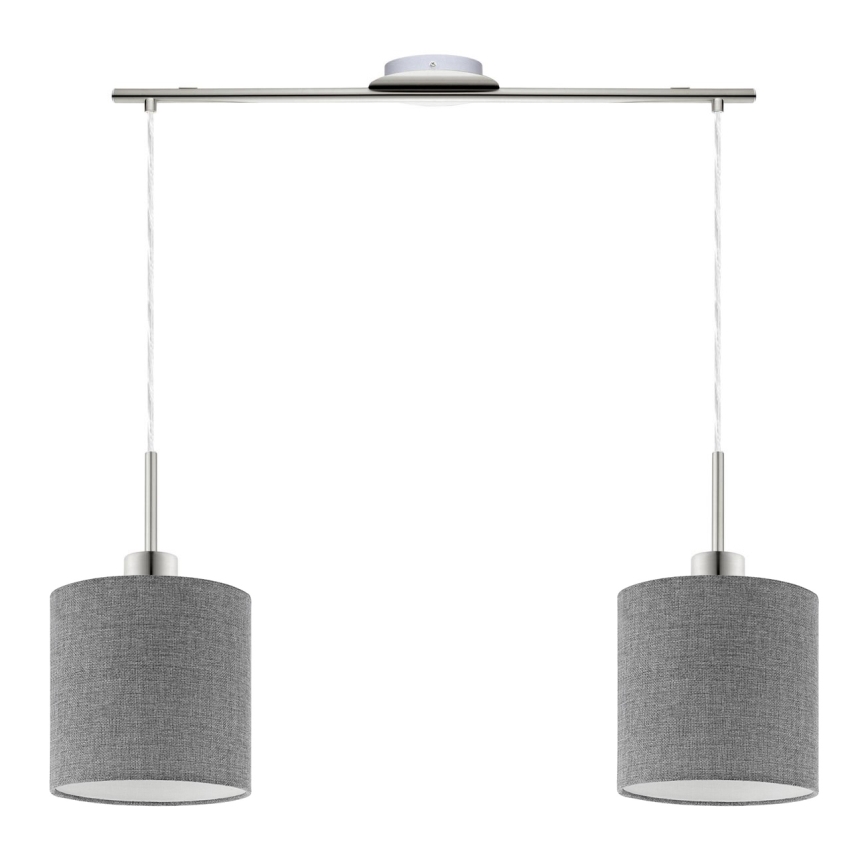 Eglo - Lampa wisząca na linkach TUNJA 2xE27/60W/230V szara