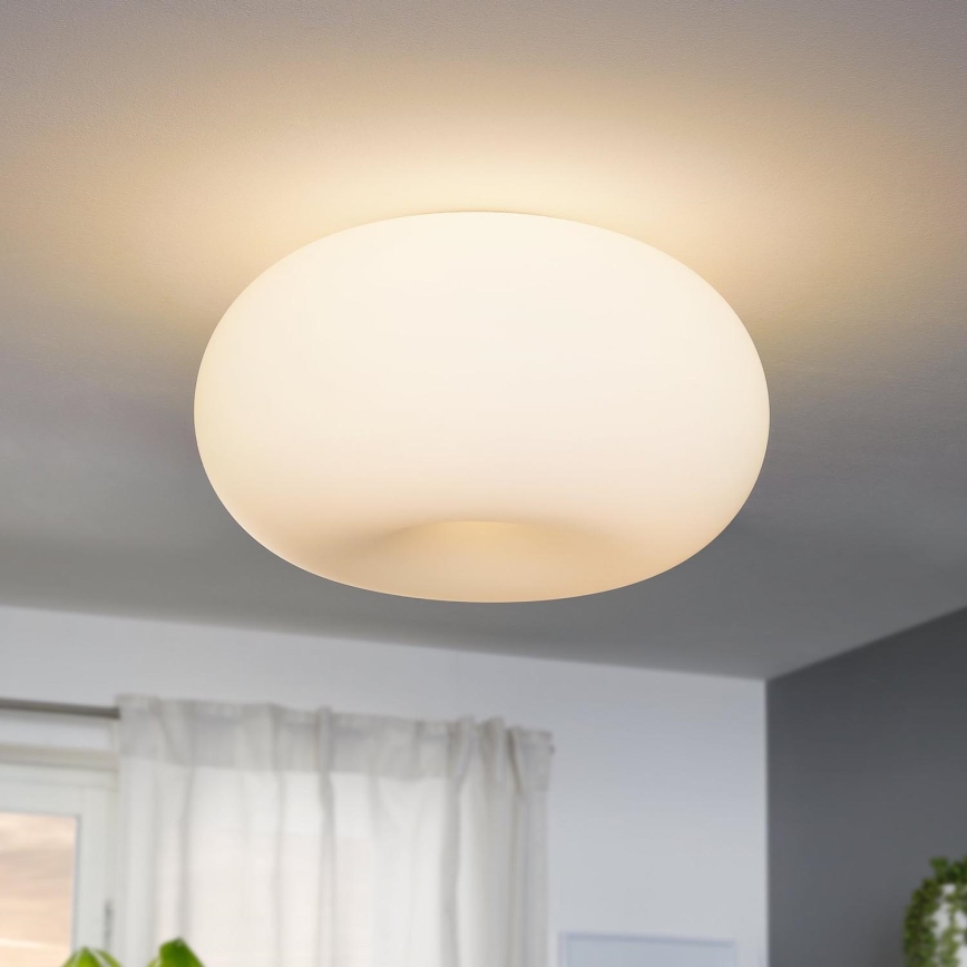 Eglo - Lampa Plafon Kinkiet OPTICA 2xE27/60W biały/opalowe szkło