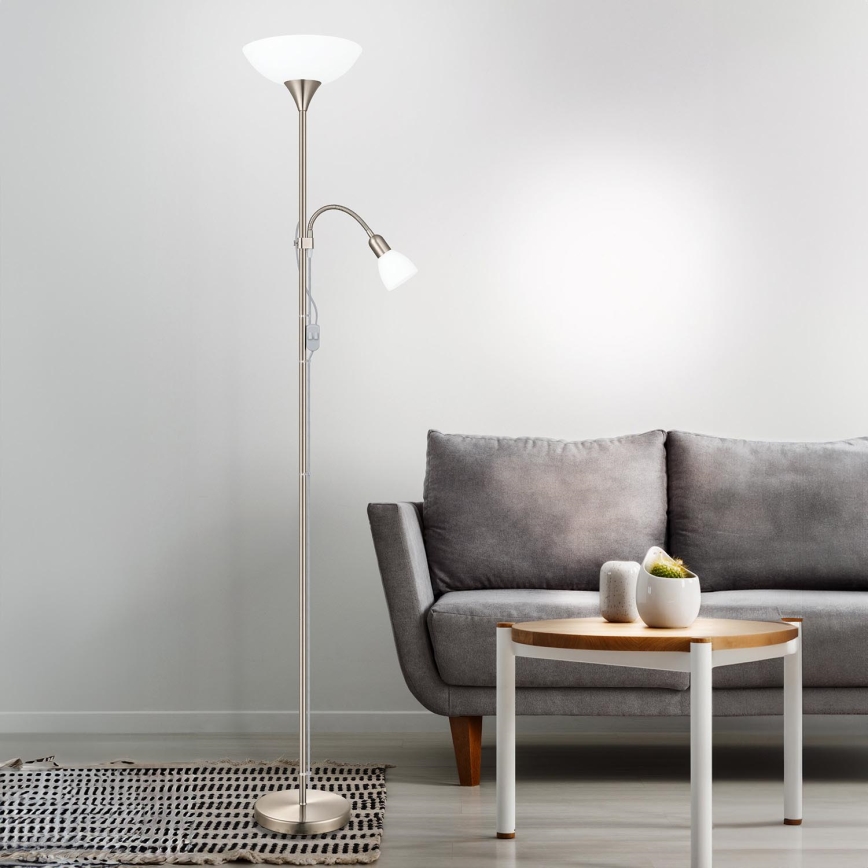 EGLO - Lampa podłogowa 1xE27/60W + 1xE14/25W matowy chrom