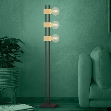 Eglo - Lampa podłogowa 3xE27/40W/230V czarny/brązowy