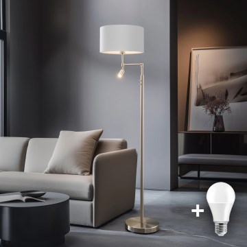 Eglo - Lampa stojąca LED TUNJA, 1 x E27 (maks. 60 W) / 230 V + LED 2,1 W, średnica 38 cm, chrom matowy/biały