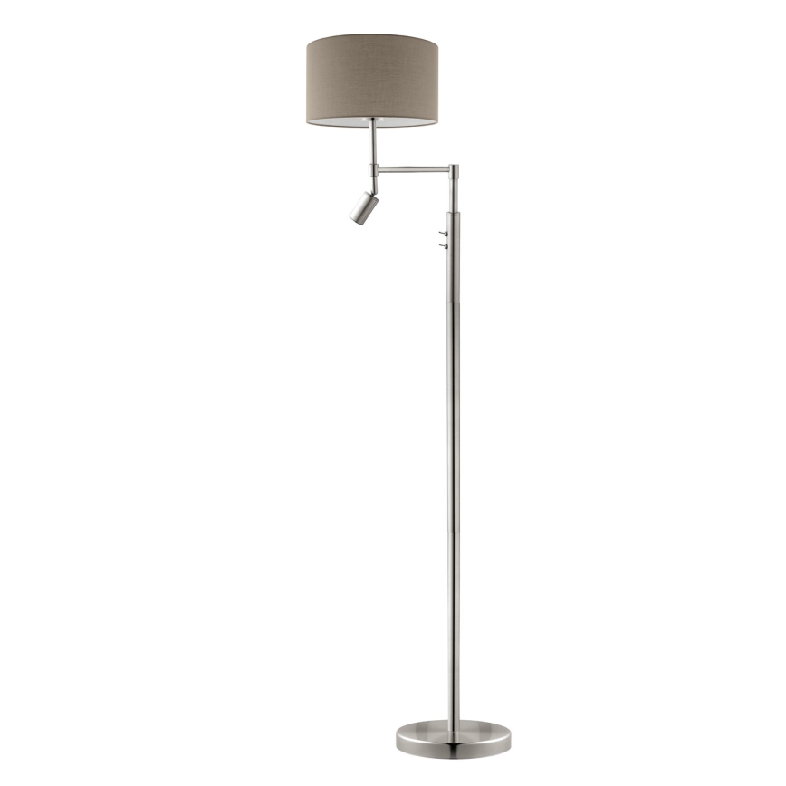 Eglo - LED lampa stojąca TUNJA 1xE27/60W/230V + LED/2,1W, średnica 38 cm, matowy chrom/taupe