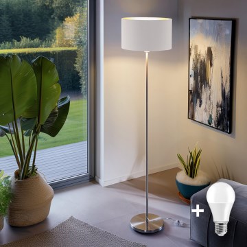 Eglo - Lampa stojąca LED TUNJA 1xE27/60W/230V matowy chrom/biały