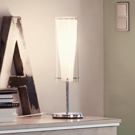 Eglo - Lampa stołowa 1 x E27/60W biała/opalone szkło