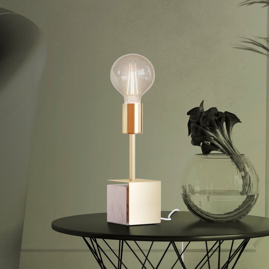 Eglo - Lampa stołowa 1xE27/40W/230V złota/biały marmur