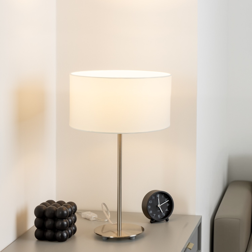 Eglo - Lampa stołowa LED TUNJA 1xE27/60W/230V 38,5 cm chrom matowy/biały