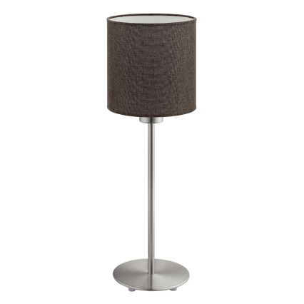 Eglo - Lampa stołowa LED TUNJA 1xE27/60W/230V 38,5 cm matowy chrom/brązowy