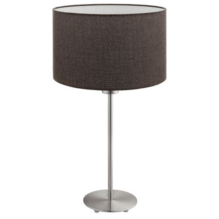 Eglo - Lampa stołowa LED TUNJA 1xE27/60W/230V 38,5 cm matowy chrom/brązowy