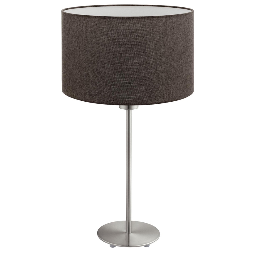 Eglo - Lampa stołowa LED TUNJA 1xE27/60W/230V 38,5 cm matowy chrom/brązowy