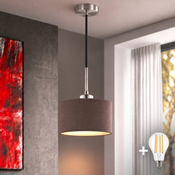 Eglo - Lampa wisząca LED na lince TUNJA 1xE27/60W/230V śr. 20 cm brązowy/czarny