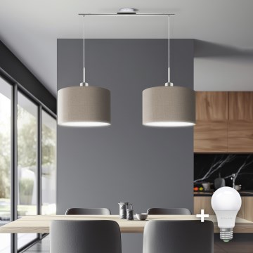 Eglo - lampa wisząca LED na lince TUNJA 2xE27/60W/230V taupe