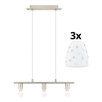 Eglo - Lampa wisząca LED na linkach MY CHOICE 3xE14/4W/230V matowy chrom/biały