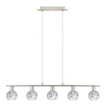 Eglo - Lampa wisząca LED na linkach MY CHOICE 5xE14/4W/230V matowy chrom/biały/czarny