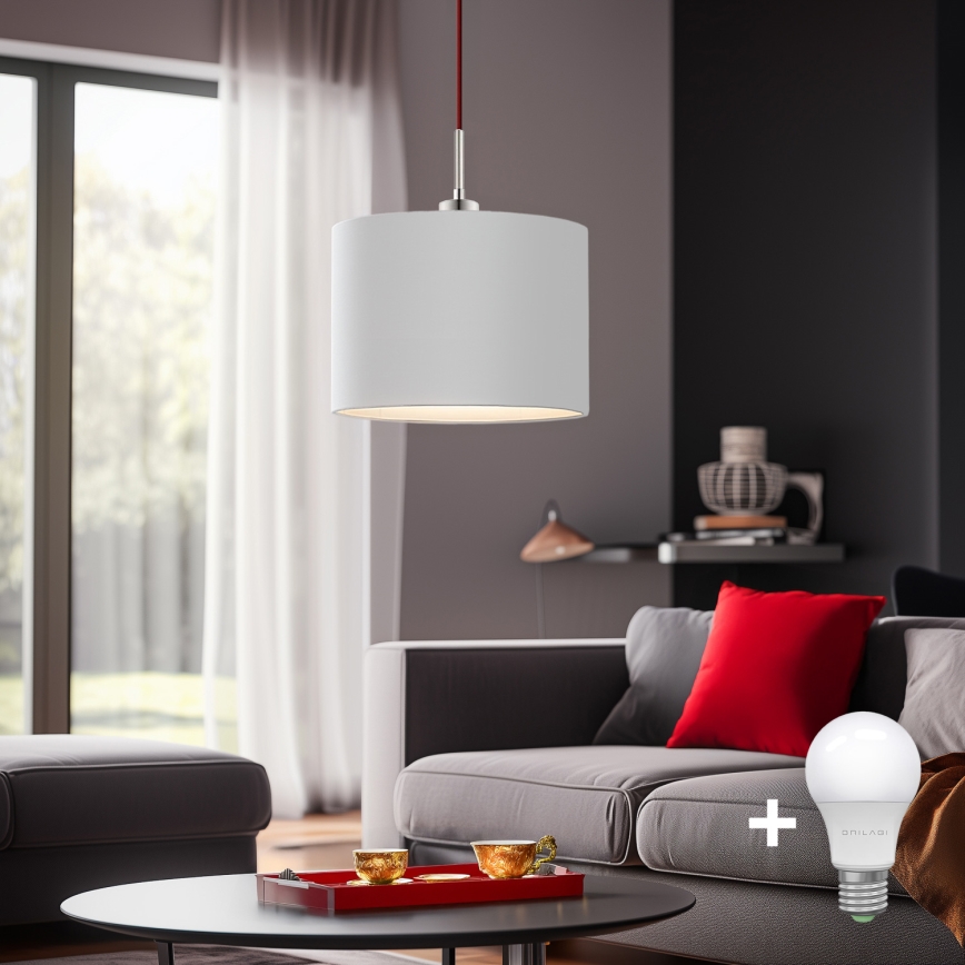 Eglo - Lampa wisząca LED na linkę TUNJA 1xE27/60W/230V biała