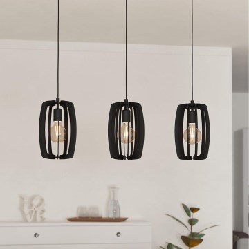 Eglo - Lampa wisząca na linkach 3xE27/40W/230V czarna