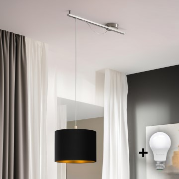 Eglo - Lampa wisząca na linkach LED CALCENA 1xE27/60W/230V chrom/czarny