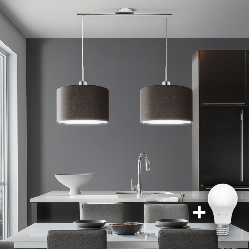 Eglo - Lampa wisząca na linkach TUNJA 2xE27/60W/230V brązowa