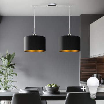 Eglo - Lampa wisząca na linkach TUNJA 2xE27/60W/230V czarna